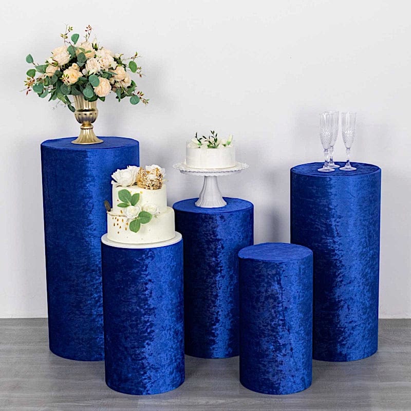 5 Crushed Velvet Cylinder Plinth Display Box Stand Covers