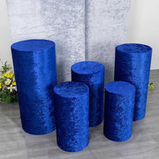 5 Crushed Velvet Cylinder Plinth Display Box Stand Covers