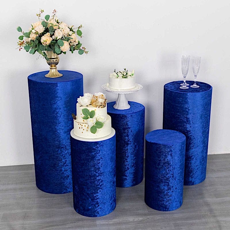 5 Crushed Velvet Cylinder Plinth Display Box Stand Covers