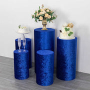 5 Crushed Velvet Cylinder Plinth Display Box Stand Covers