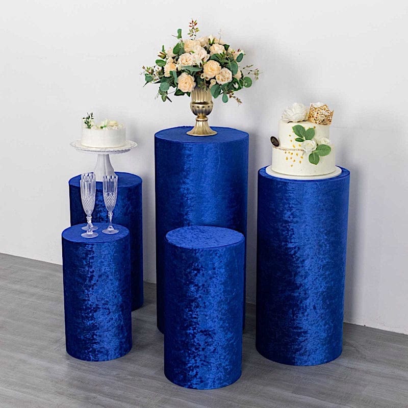 5 Crushed Velvet Cylinder Plinth Display Box Stand Covers
