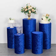 5 Crushed Velvet Cylinder Plinth Display Box Stand Covers