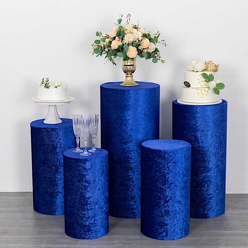 5 Crushed Velvet Cylinder Plinth Display Box Stand Covers