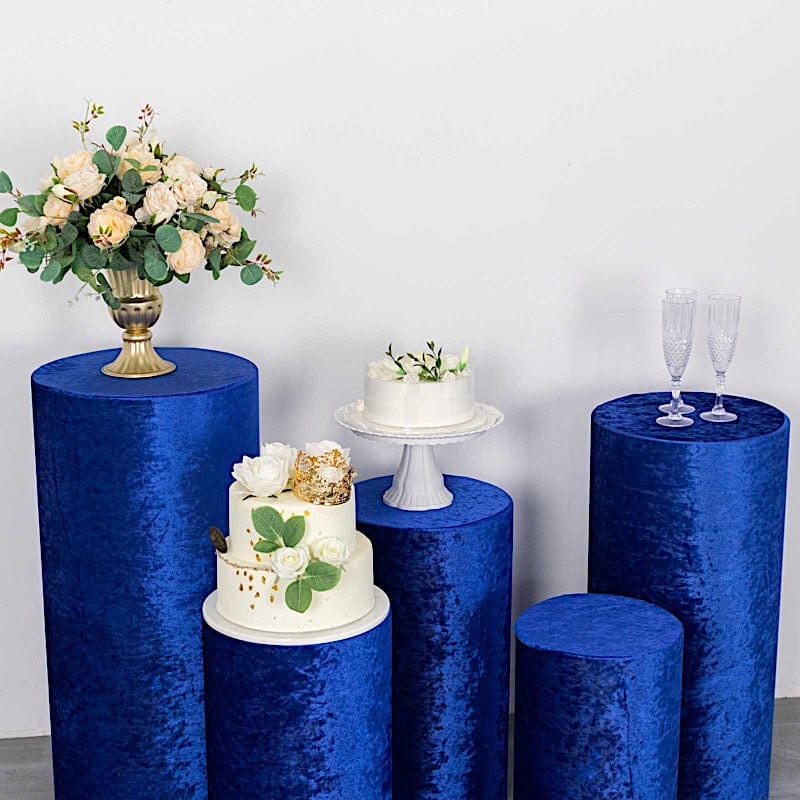 5 Crushed Velvet Cylinder Plinth Display Box Stand Covers