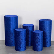 5 Crushed Velvet Cylinder Plinth Display Box Stand Covers