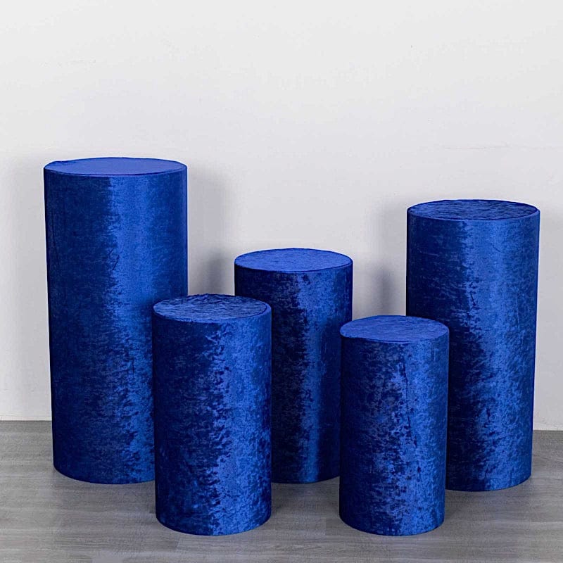5 Crushed Velvet Cylinder Plinth Display Box Stand Covers
