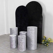 5 Crushed Velvet Cylinder Plinth Display Box Stand Covers
