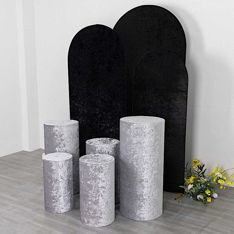 5 Crushed Velvet Cylinder Plinth Display Box Stand Covers