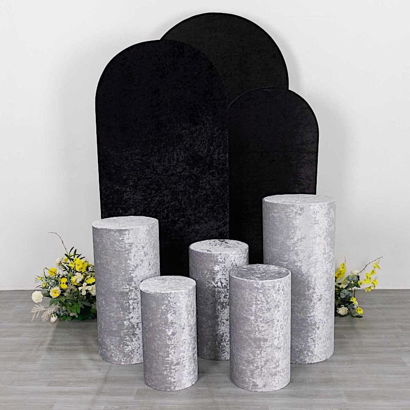 5 Crushed Velvet Cylinder Plinth Display Box Stand Covers
