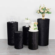 5 Crushed Velvet Cylinder Plinth Display Box Stand Covers