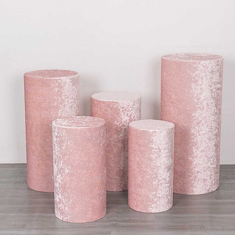 5 Crushed Velvet Cylinder Plinth Display Box Stand Covers