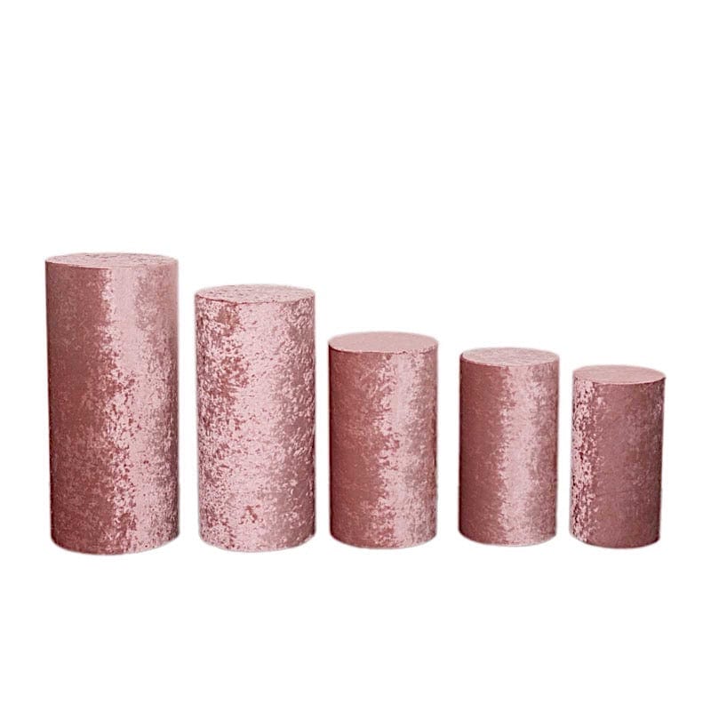 5 Crushed Velvet Cylinder Plinth Display Box Stand Covers PROP_BOX_006_VEL01_080
