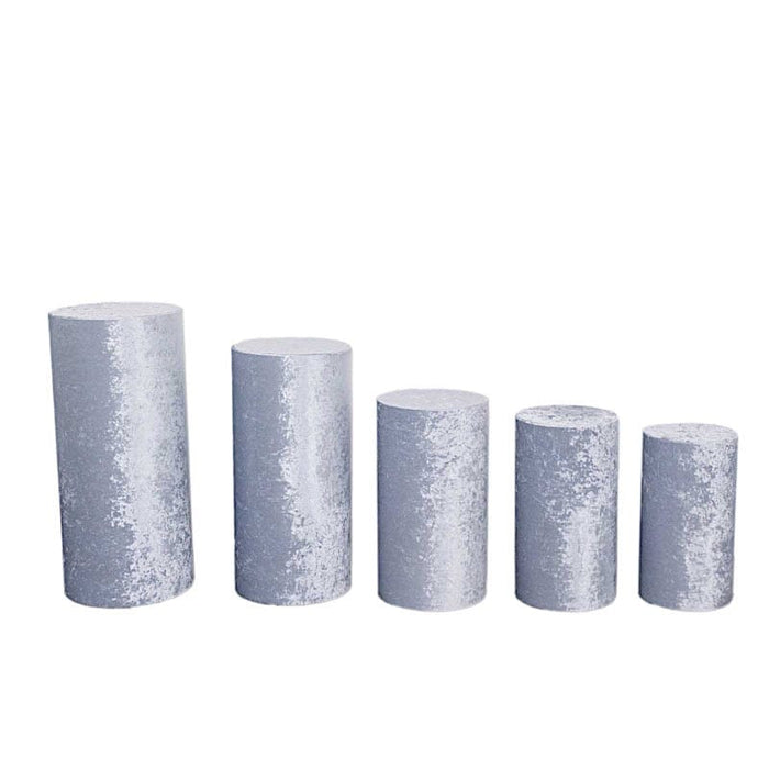 5 Crushed Velvet Cylinder Plinth Display Box Stand Covers PROP_BOX_006_VEL01_086