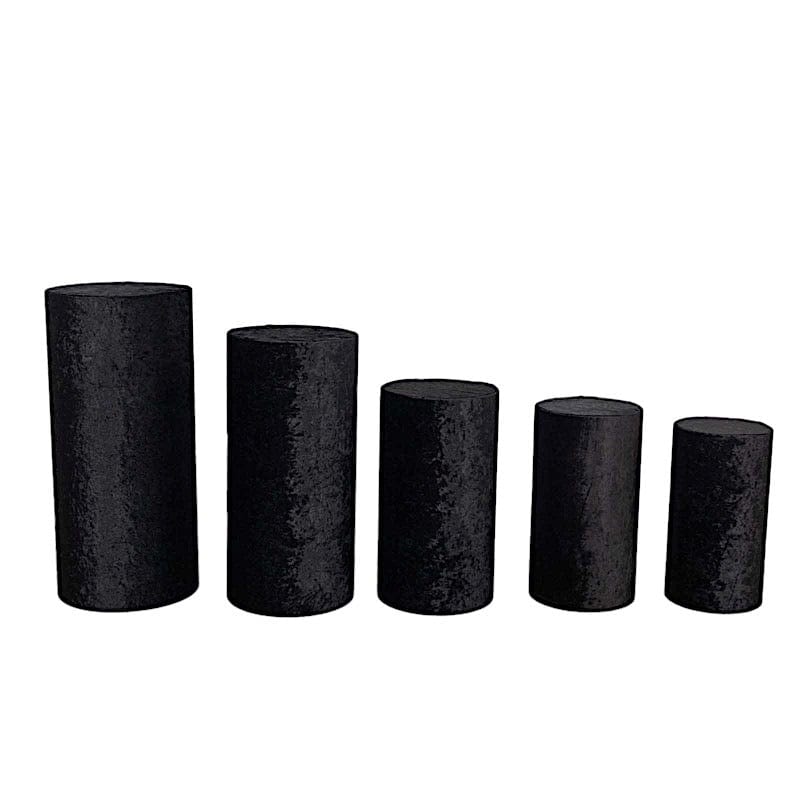 5 Crushed Velvet Cylinder Plinth Display Box Stand Covers PROP_BOX_006_VEL01_BLK