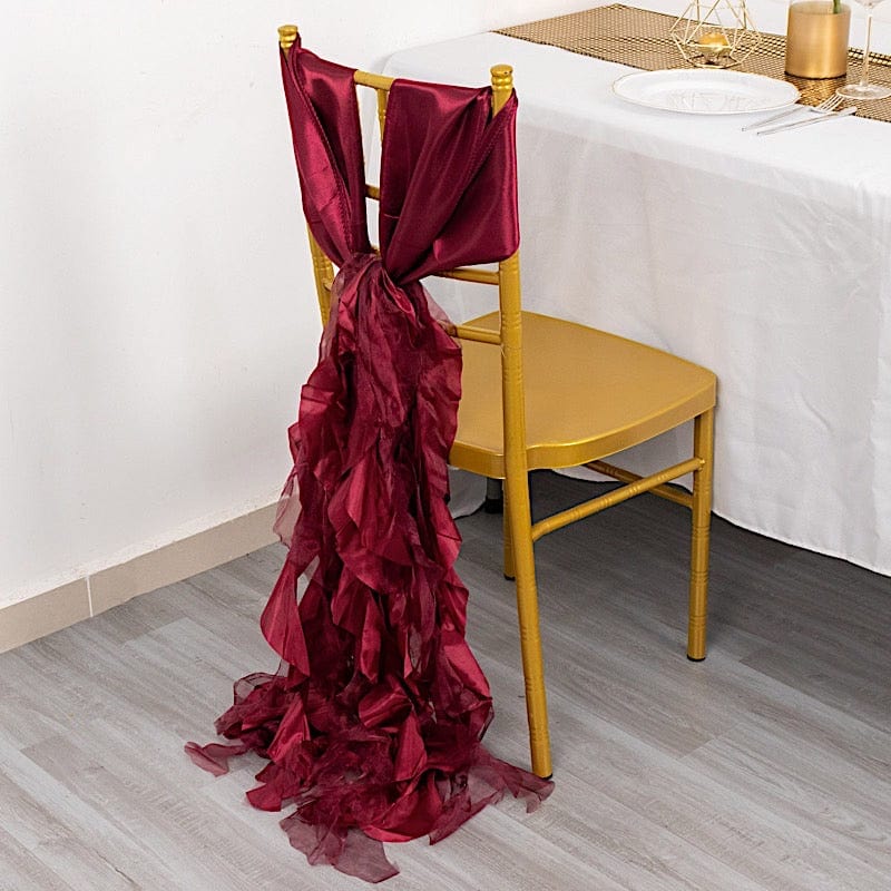 5 Curly Willow Chiffon Satin Chair Sashes