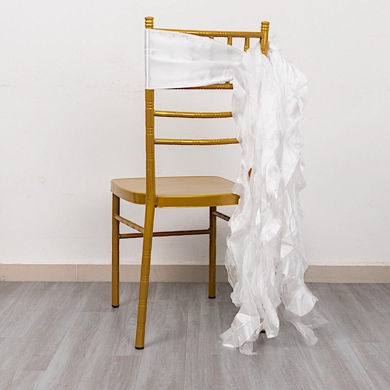 5 Curly Willow Chiffon Satin Chair Sashes SASH_STN03_WHT