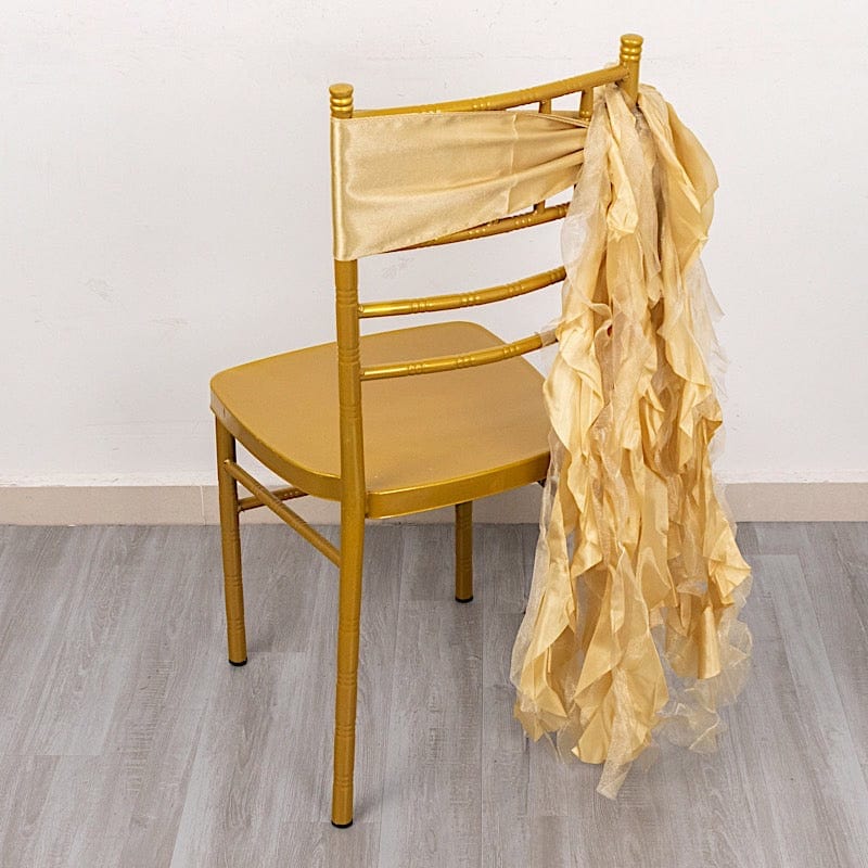 5 Curly Willow Chiffon Satin Chair Sashes SASH_STN03_CHMP