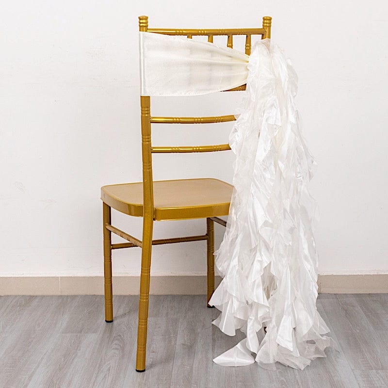 5 Curly Willow Chiffon Satin Chair Sashes SASH_STN03_IVR