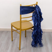 5 Curly Willow Chiffon Satin Chair Sashes SASH_STN03_NAVY