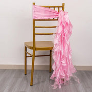 5 Curly Willow Chiffon Satin Chair Sashes SASH_STN03_PINK