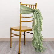5 Curly Willow Chiffon Satin Chair Sashes SASH_STN03_SAGE