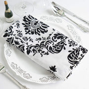 5 Damask Flocking Napkins 20" x 20" NAP_FLK_BLK