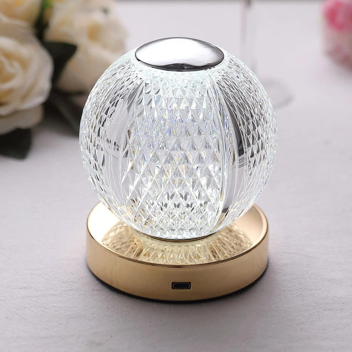 5" Diamond Cut Crystal Ball Dimmable LED Table Lamp with Touch Control - Clear LED_ACRY_LAMP07_ASST