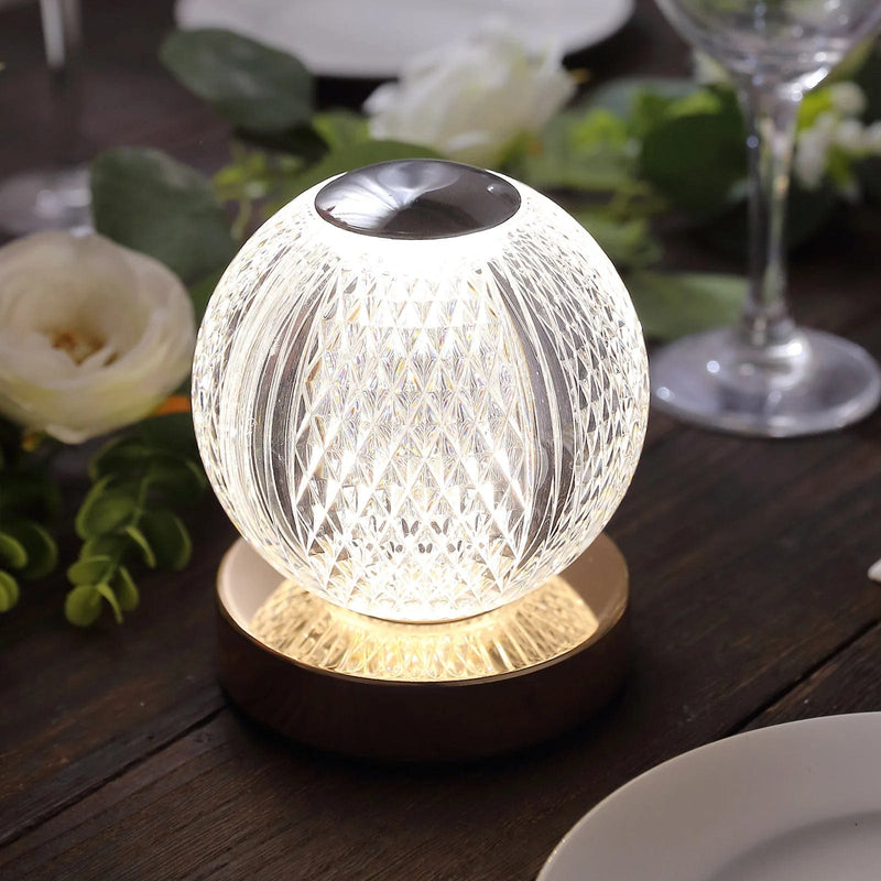 5" Diamond Cut Crystal Ball Dimmable LED Table Lamp with Touch Control - Clear LED_ACRY_LAMP07_ASST