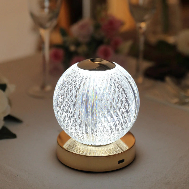 5" Diamond Cut Crystal Ball Dimmable LED Table Lamp with Touch Control - Clear LED_ACRY_LAMP07_ASST