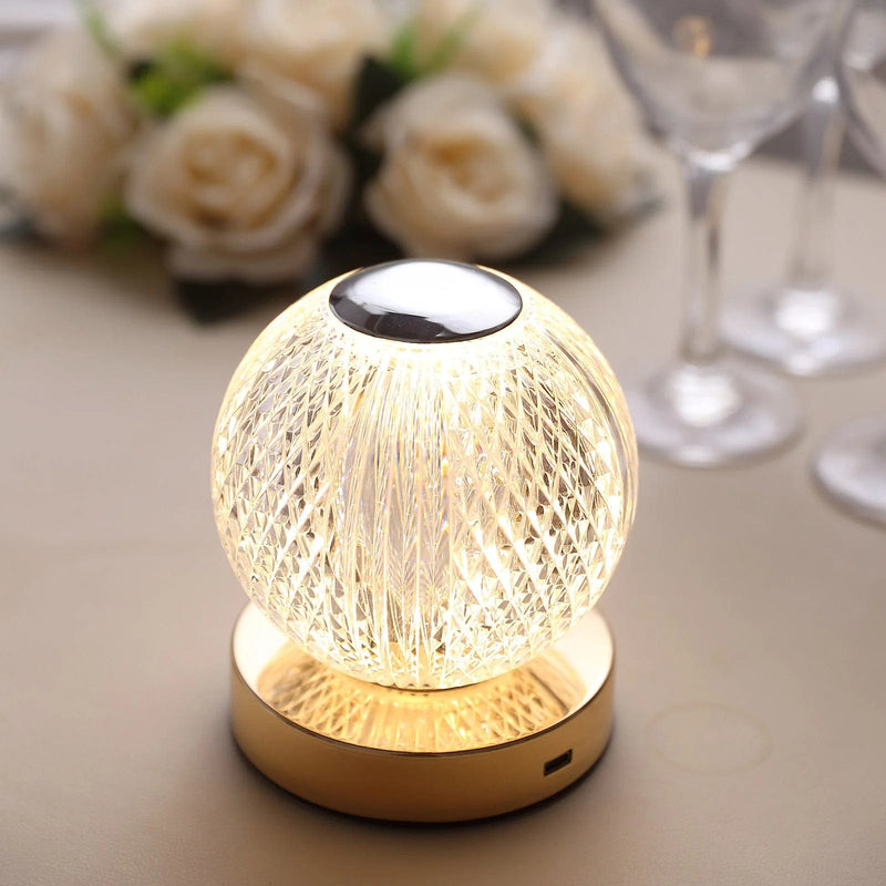 5" Diamond Cut Crystal Ball Dimmable LED Table Lamp with Touch Control - Clear LED_ACRY_LAMP07_ASST
