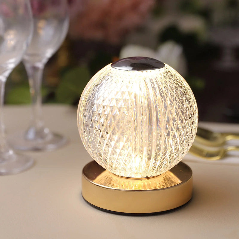 5" Diamond Cut Crystal Ball Dimmable LED Table Lamp with Touch Control - Clear LED_ACRY_LAMP07_ASST