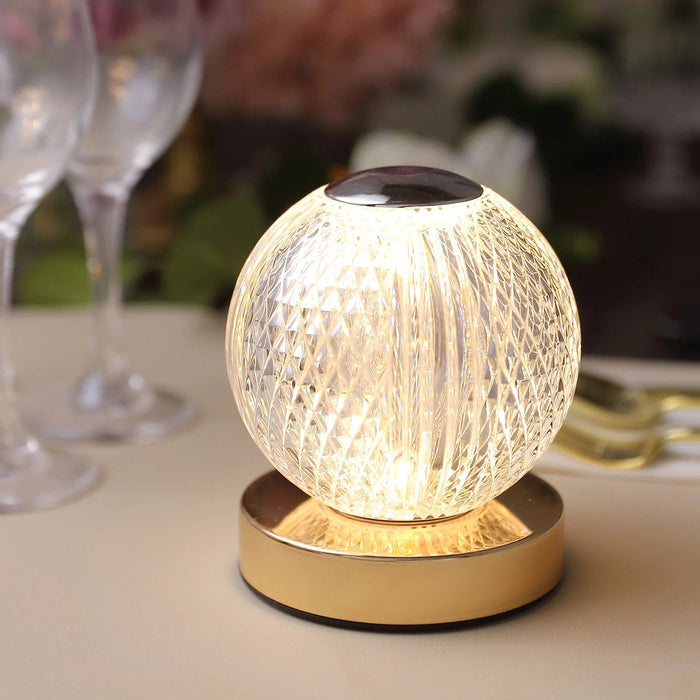 5" Diamond Cut Crystal Ball Dimmable LED Table Lamp with Touch Control - Clear LED_ACRY_LAMP07_ASST
