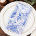 5 Floral 20" x 20" Satin Fabric Dinner Table Napkins - White with Blue NAP_STN_FLOR_BLUE