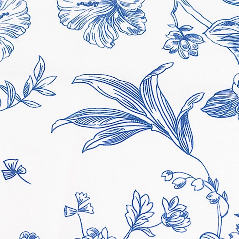 5 Floral Polyester Napkins 20x20 with French Toile Pattern - White