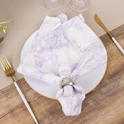 5 Floral Polyester Napkins 20x20 with French Toile Pattern - White