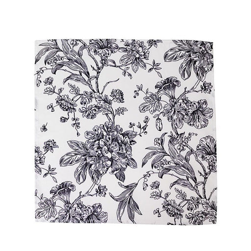 5 Floral Polyester Napkins 20x20 with French Toile Pattern - White NAP_PLY_FLORFT_BLK