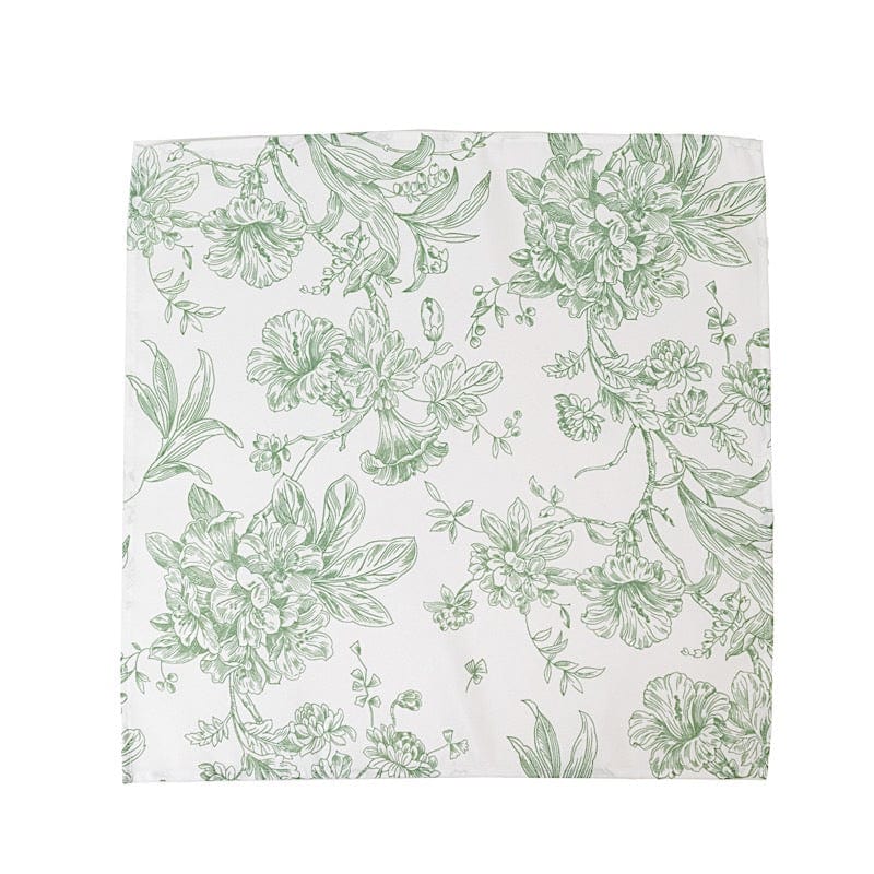 5 Floral Polyester Napkins 20x20 with French Toile Pattern - White NAP_PLY_FLORFT_DSG
