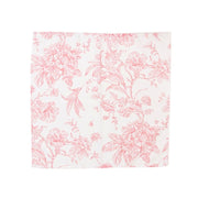 5 Floral Polyester Napkins 20x20 with French Toile Pattern - White NAP_PLY_FLORFT_PINK