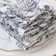 5 French Toile 17" x 17" Floral Polyester Table Napkins