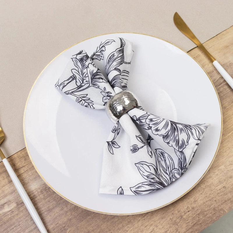 5 French Toile 17" x 17" Floral Polyester Table Napkins