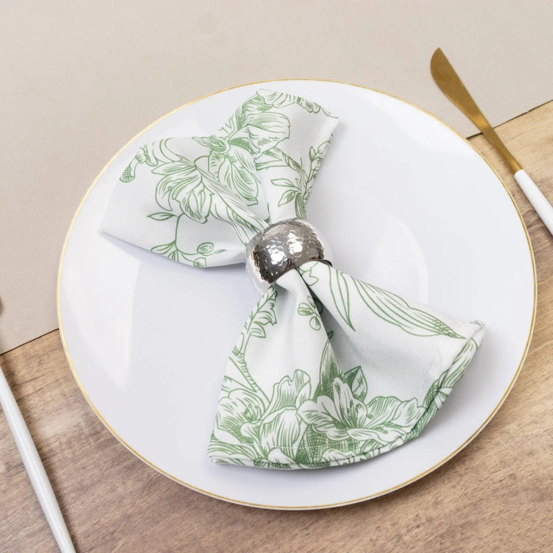 5 French Toile 17" x 17" Floral Polyester Table Napkins