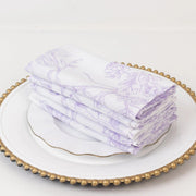 5 French Toile 17" x 17" Floral Polyester Table Napkins