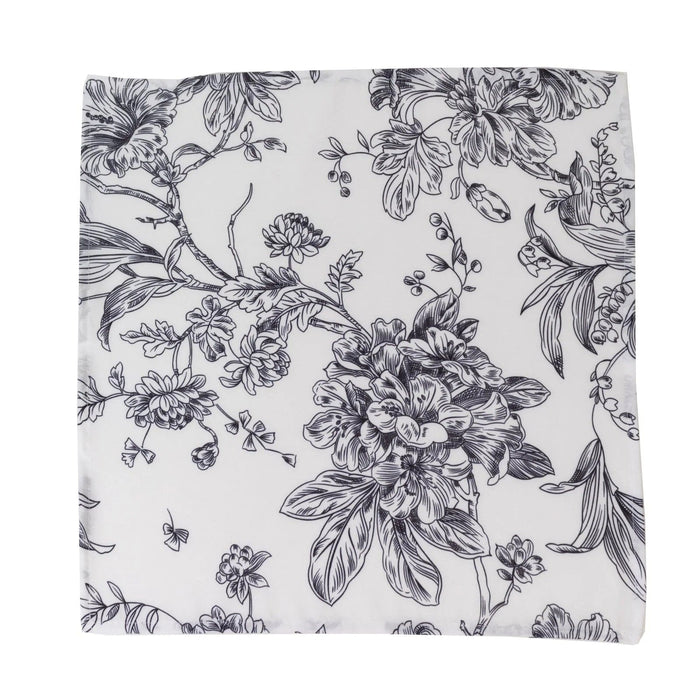 5 French Toile 17" x 17" Floral Polyester Table Napkins NAP_OSC_FLORFT_BLK