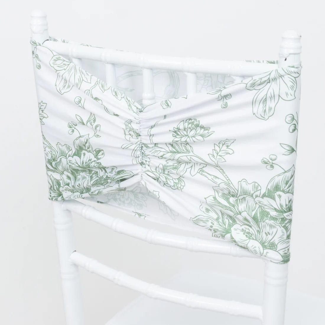 5 French Toile Ruffled Stretch Spandex Chair Sashes