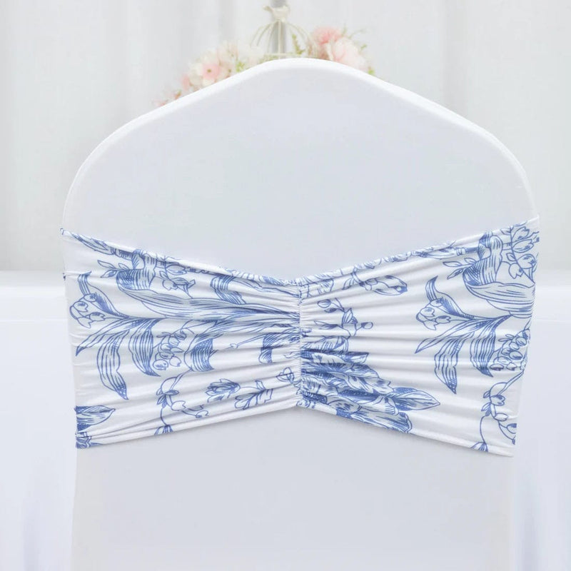 5 French Toile Ruffled Stretch Spandex Chair Sashes