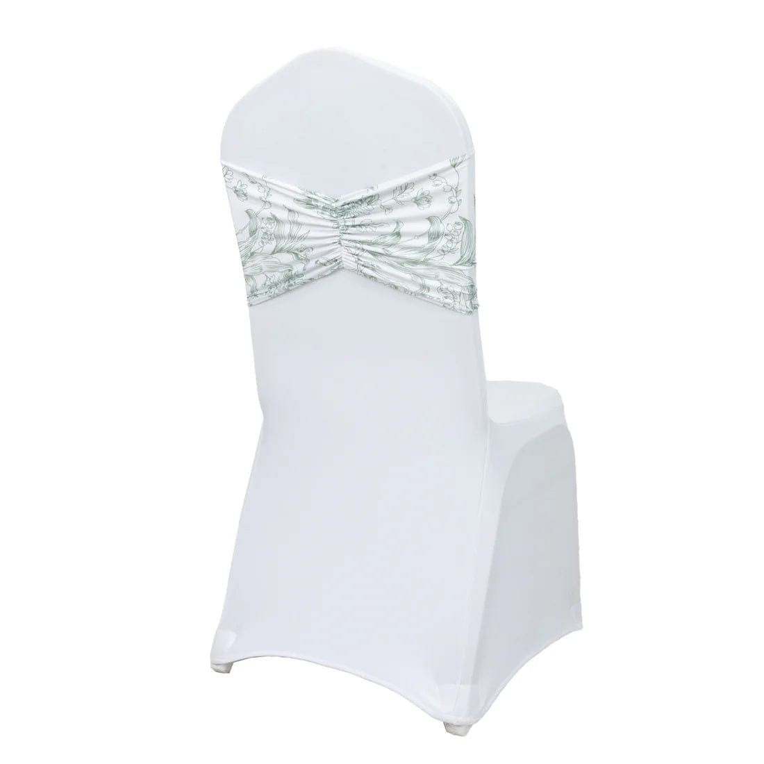 5 French Toile Ruffled Stretch Spandex Chair Sashes SASH_SPX_W_FLORFT_DSG