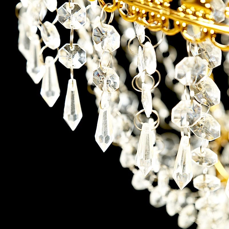 5 ft Empire Style Beaded Crystal Chandelier with Gold Ornate Metal Frame - Clear CHDLR_HANG01_5FT_GOLD