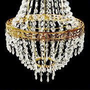 5 ft Empire Style Beaded Crystal Chandelier with Gold Ornate Metal Frame - Clear CHDLR_HANG01_5FT_GOLD