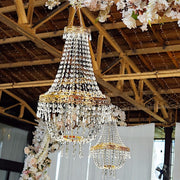 5 ft Empire Style Beaded Crystal Chandelier with Gold Ornate Metal Frame - Clear CHDLR_HANG01_5FT_GOLD