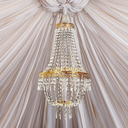 5 ft Empire Style Beaded Crystal Chandelier with Gold Ornate Metal Frame - Clear CHDLR_HANG01_5FT_GOLD